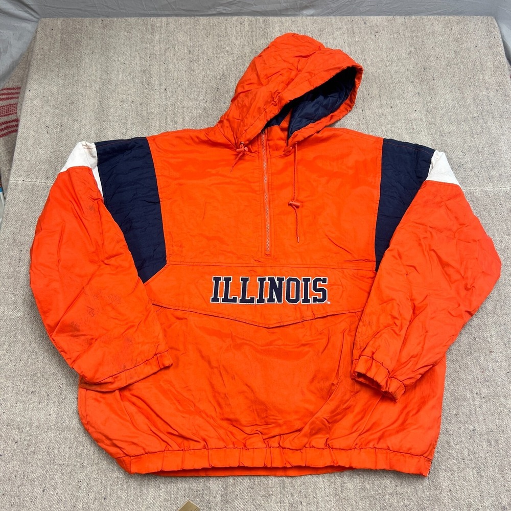 Vintage illinois fighting‎ illini Jacket Mens XXL Orange 1990s Majestic NCAA